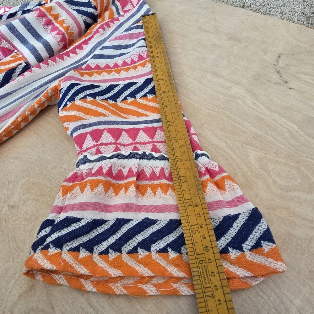 Boho Chic Woven Ruffle Sleeve Trapeze Ella Tunic Mini Dress Large - Picture 12 of 14